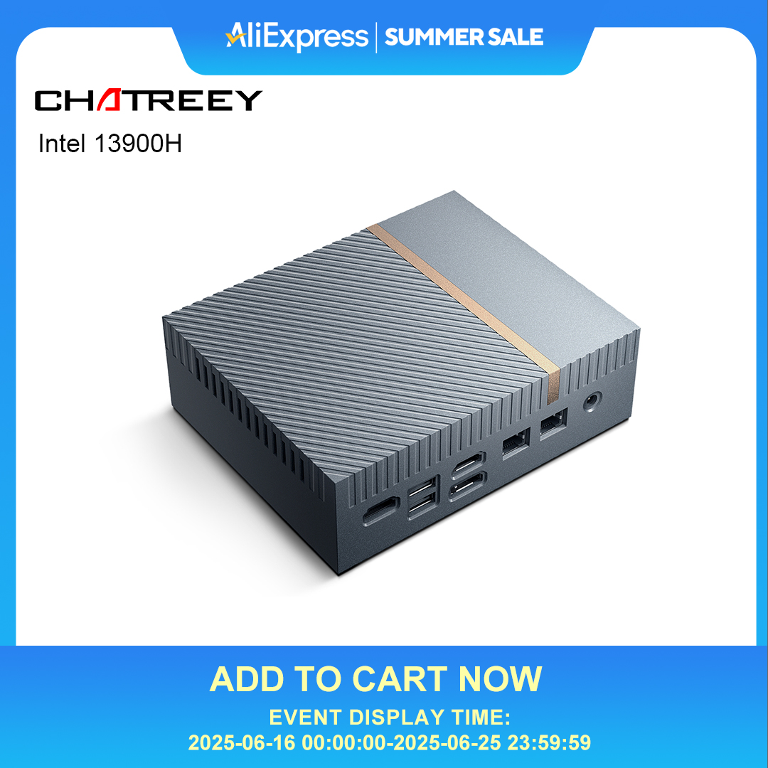 Мини-ПК Chatreey IT12 Intel Core i7 1360P i9 13900H Игровой настольный компьютер 2x2,5G Ethernet PCIe 4,0 Wi-Fi 6 Thunderbolt 4