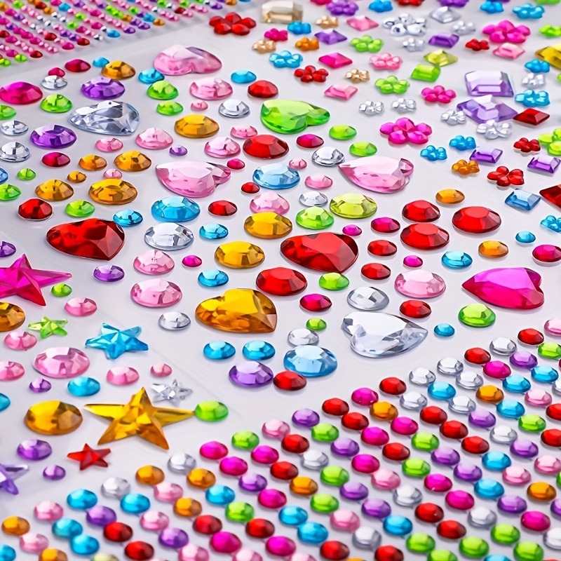 粘着式ラインストーンDIYステッカー - カラフルなアクリル宝石グリッターステッカー、多機能再利用可能なクラフトステッカー