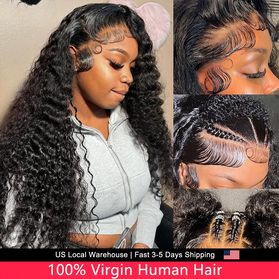Парик из 100% натуральных бразильских человеческих волос Deep Wave Natural Tone с прозрачной HD-основой, предварительно проработанной линией роста волос, из натуральных волос Remy, для афроамериканских женщин, для повседневного использования, свадеб, сало
