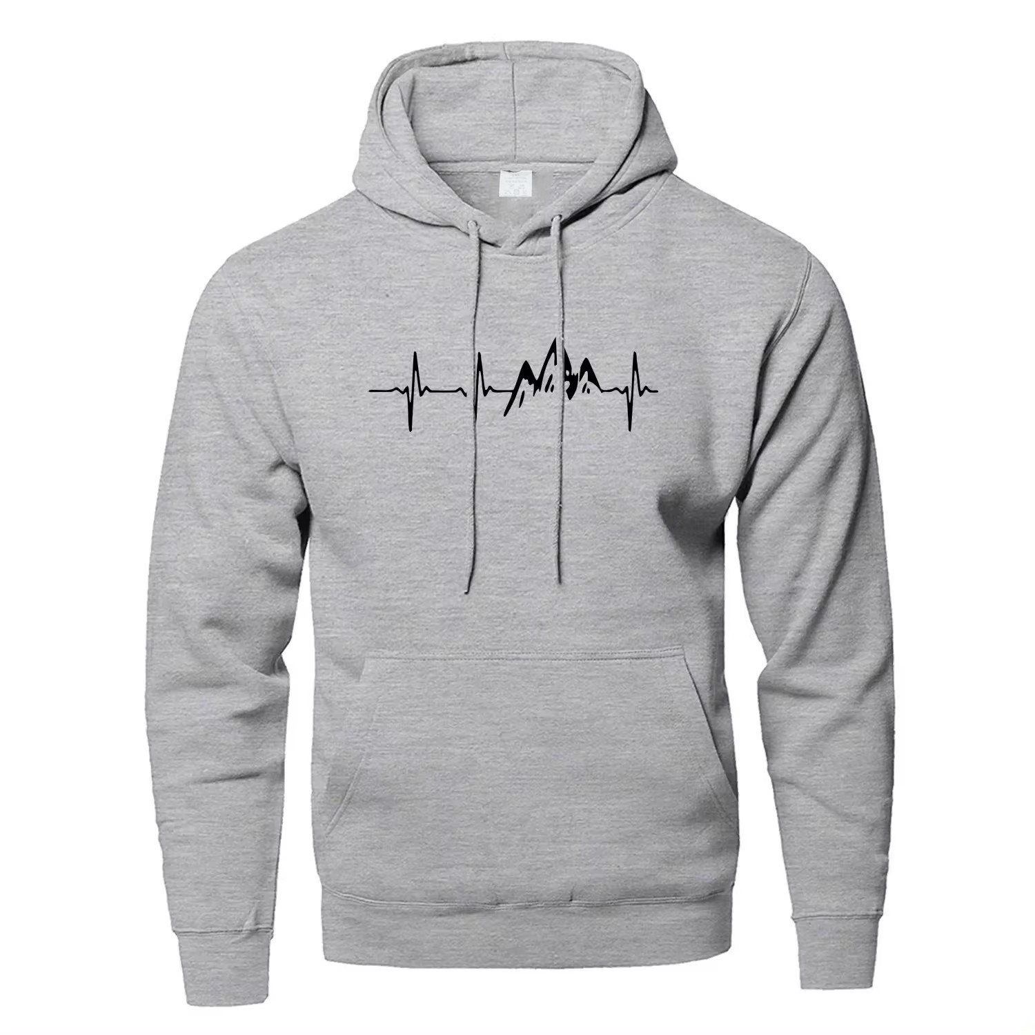 Sudaderas con capucha Mountain Heartbeat para adolescentes, sudadera con capucha de manga larga de otoño, ropa deportiva negra y gris