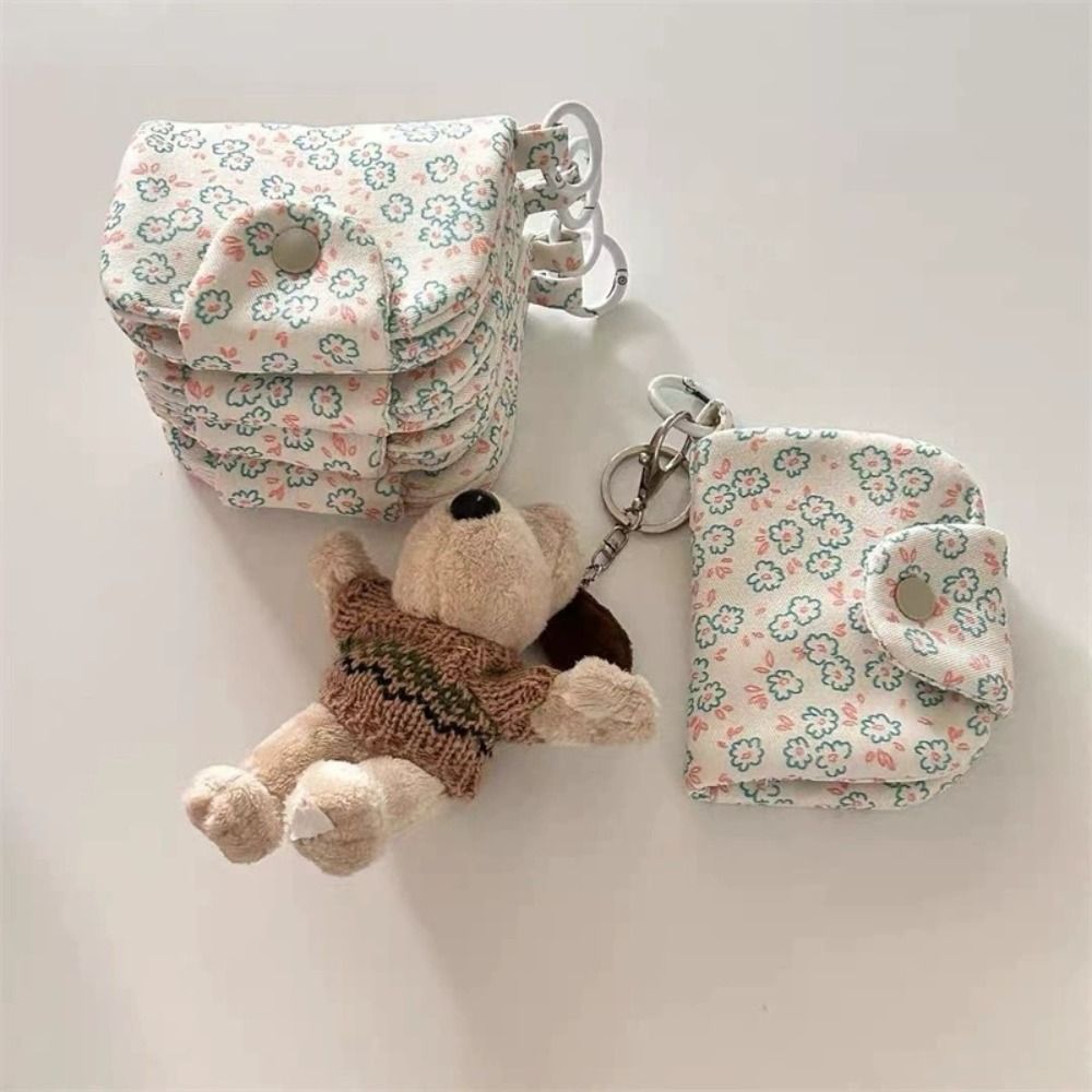 Bonito estudante moeda bolsa cartão simplicidade floral coreano moda carteira titular do cartão para meninas portátil bonito pequeno saco de armazenamento