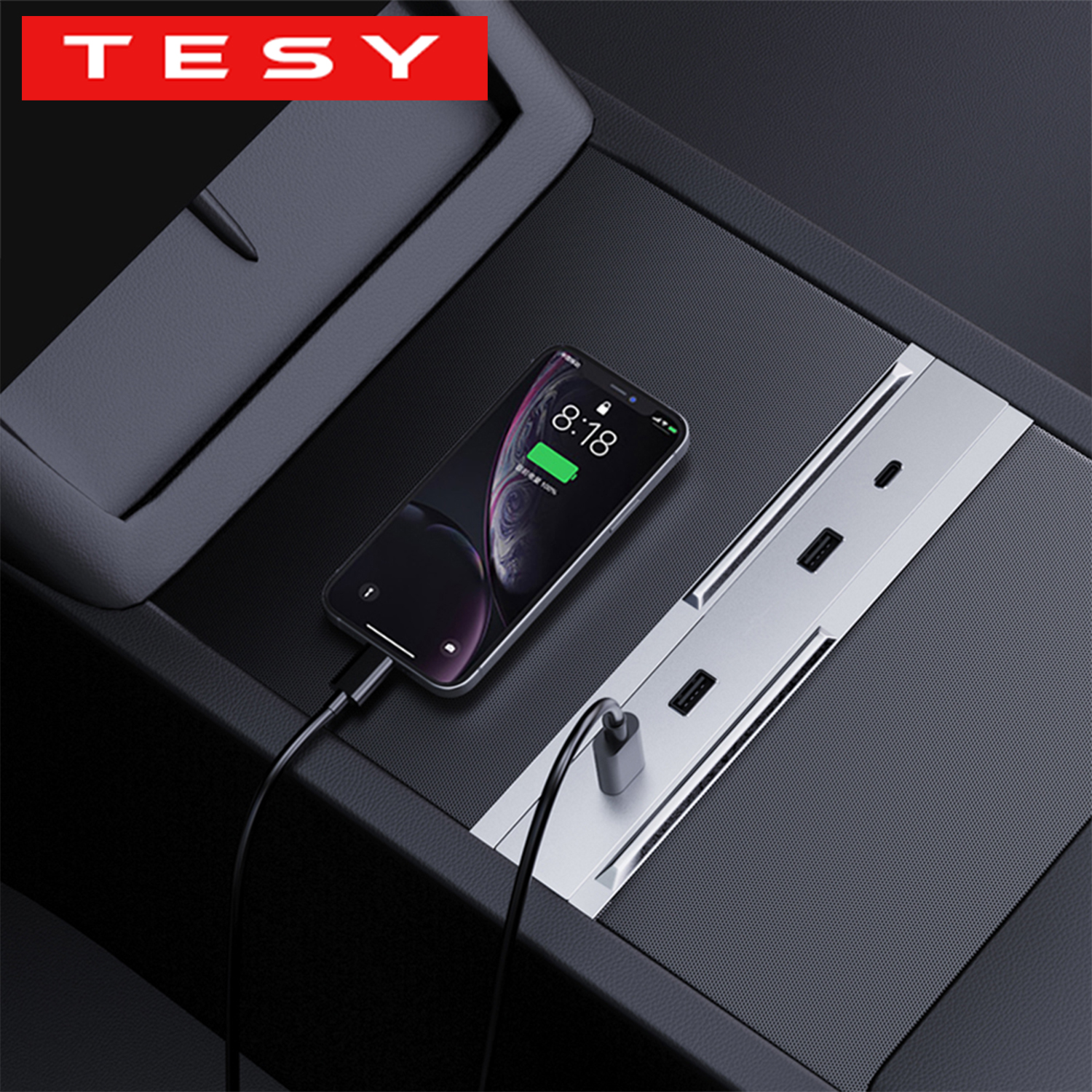 TESY Do Tesli Nowy Model YL Y Launch Juniper Model 3 Highland 65W Stacja Rozszerzająca Centralny Panel Sterowania Szybkie Ładowanie Typu C USB HUB