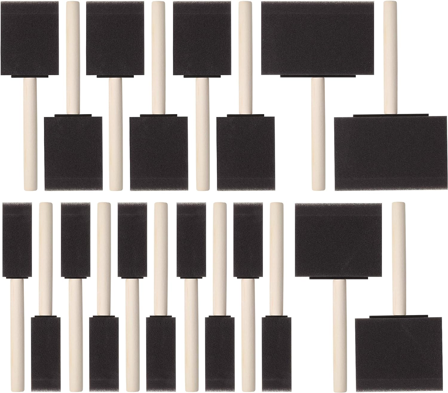 20Pcs Foam Paint Brushes, 1”, 2”, 3" 4”, Sponge Brushes, Sponge Paint Brush, Foam Brushes for Painting, Staining, Paint Sponges