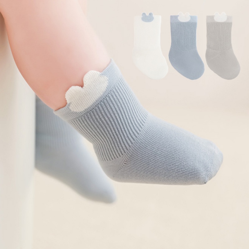 3Pairs/set Cotton Newborn Baby Socks For Girls Boys Soft Solid Infant Toddler Sock Fashion Cute Cartoon Children's Socks Spring