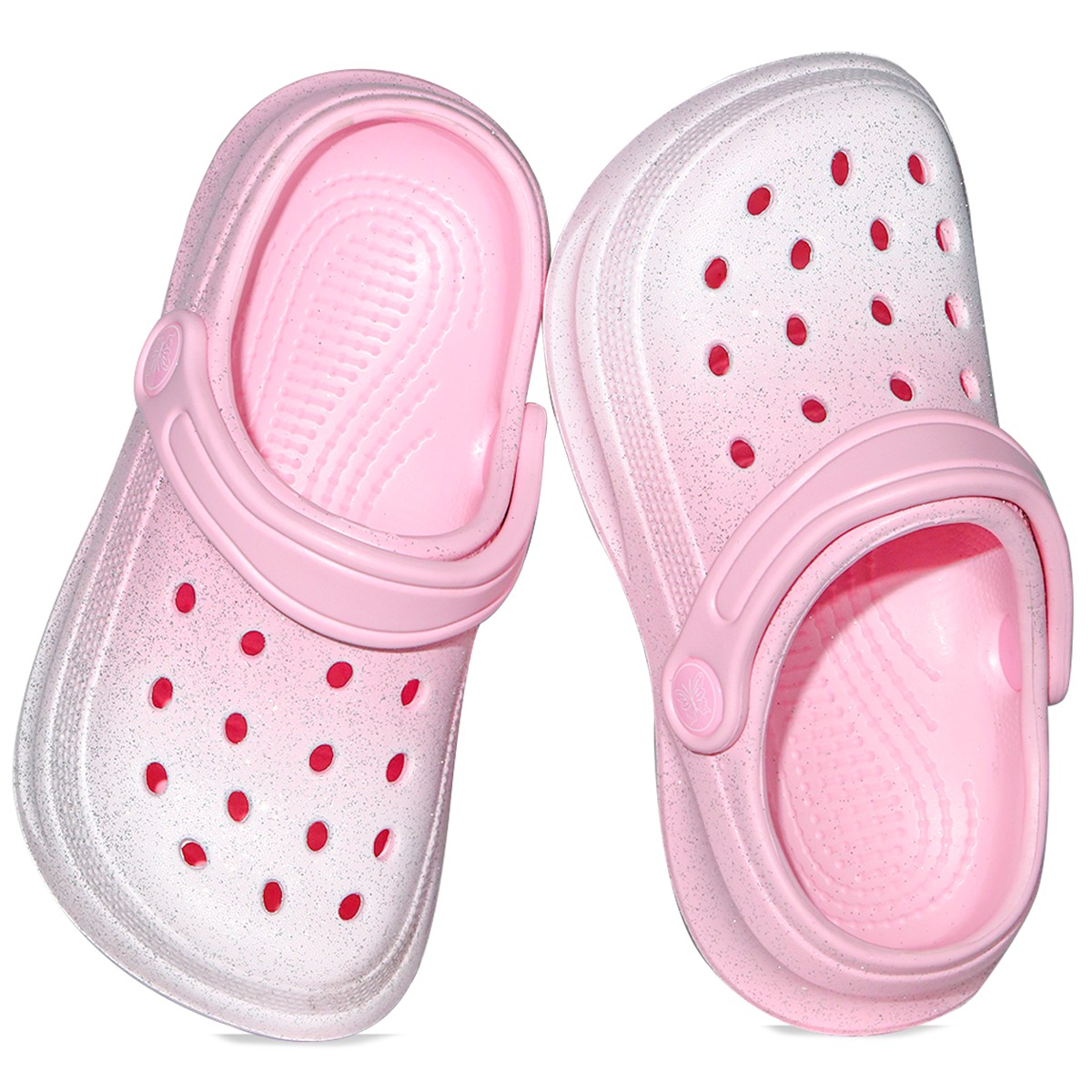 Stijlvolle roze en witte kinderklompen met kleurverloop, lichtgewicht en duurzaam EVA, antislip en comfortabele tuinschoenen.168