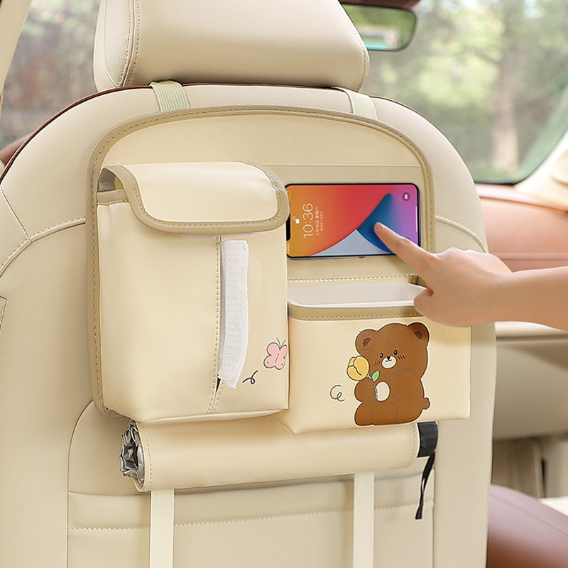 PU Leather Car Back Seat Organizer, caixa de tecido para crianças e bebê, lixo infantil, acessórios de viagem