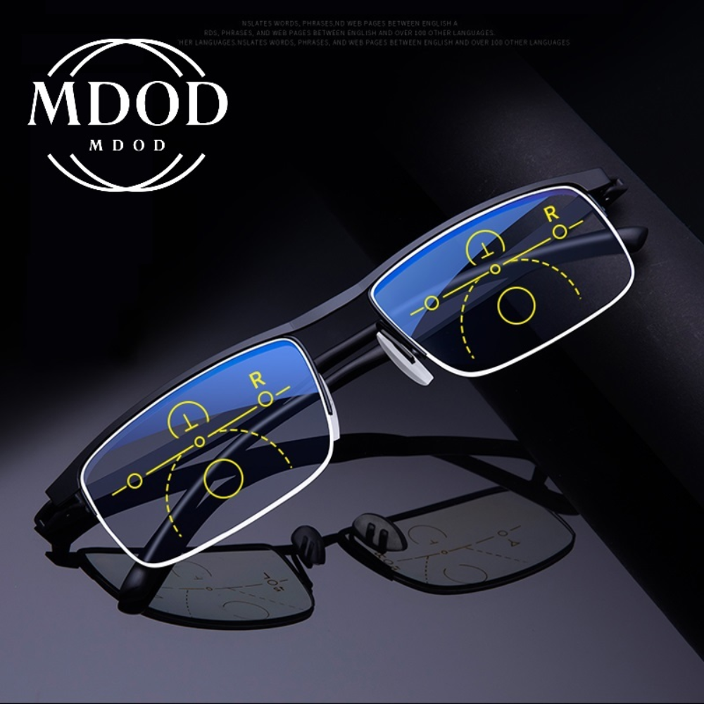 Multifocale Progressieve Leesbril Mannen Vrouwen Anti Blauw Uv Protect Oogbril Half Frame Automatische Aanpassing Bril