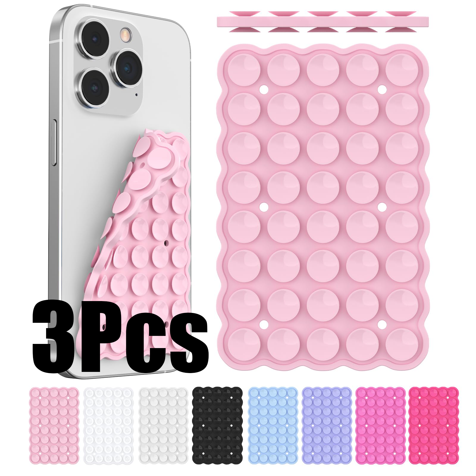 シリコン吸盤式スマホホルダー 多機能固定滑り止めモバイル固定具 両面取り外し可能スマホ用ゴム吸盤パッド