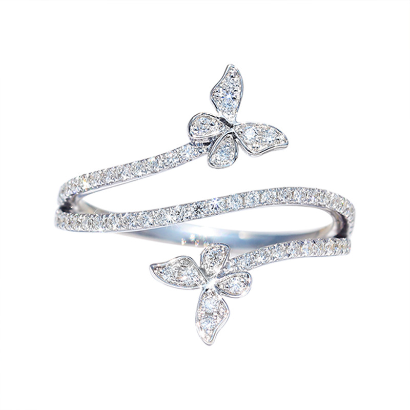Huitan Tinh Tế Bướm Cho Nữ, Nhẫn Nữ Cao Cấp Dát Bling Bling Cubic Zirconia Tính Khí Nữ Phụ Kiện Trang Sức Thời Trang