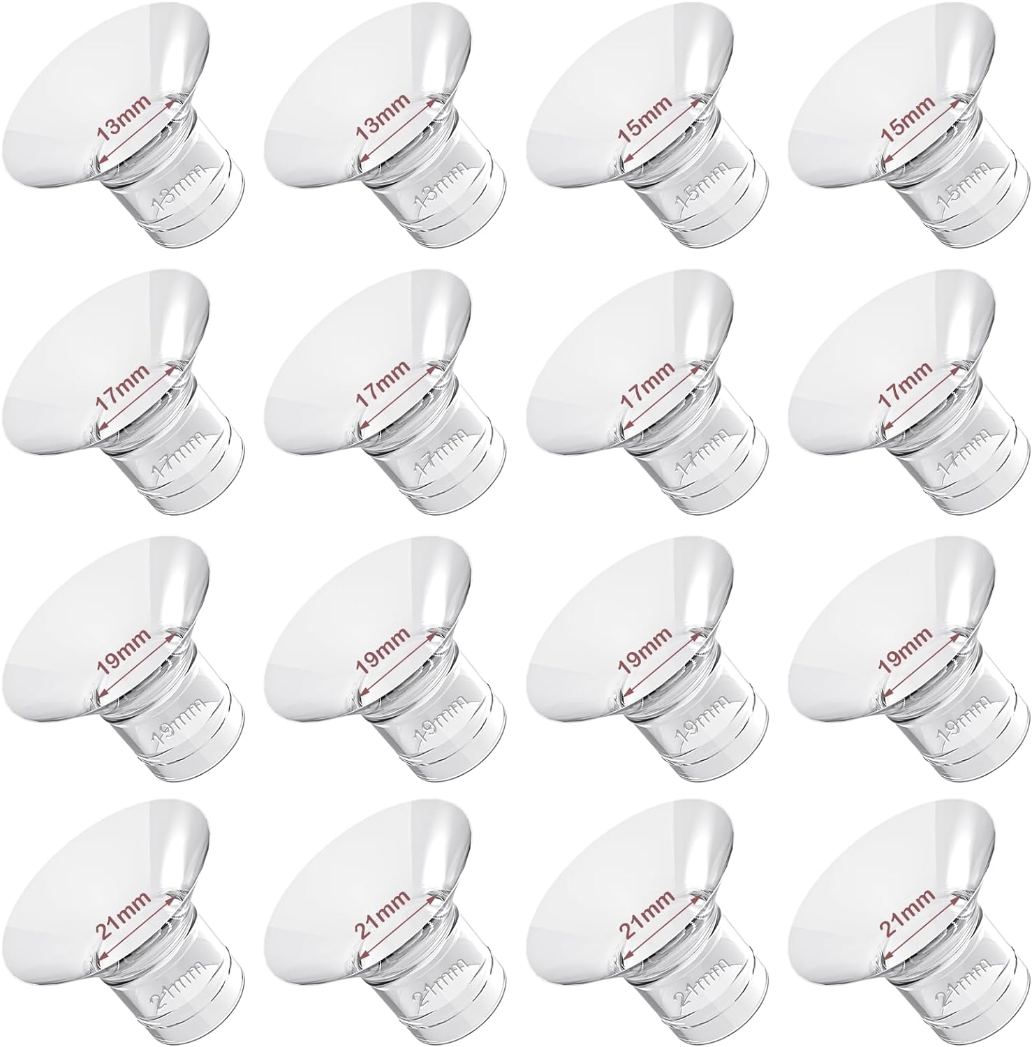Inserto de brida para extractor de leche portátil, 16 piezas, 13/15/17/19/21mm para S9/S10/S12, etc., 24mm, Reduce el túnel de 24mm a otro tamaño correcto