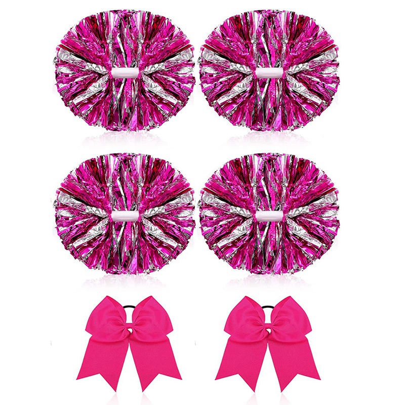 Pompons de pom-pom girl en métal avec grand nœud, adaptés aux filles, 13 pouces, 6 pièces