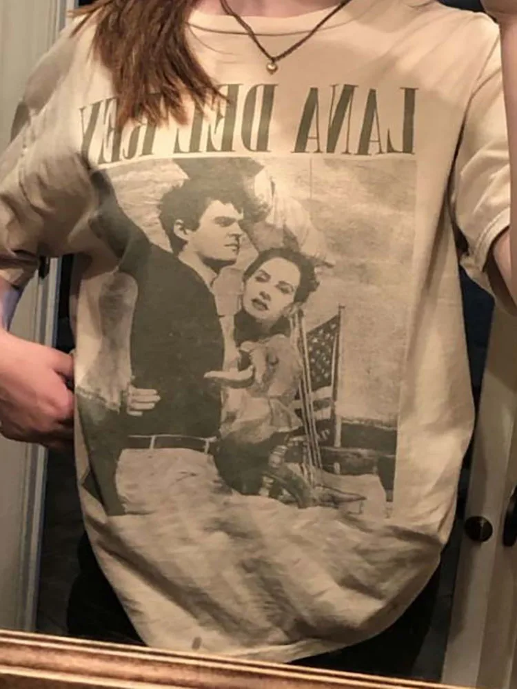 Унисекс Oversize Lana Del Rey Ldr Парусный Тан Футболка Мягкая футболка Винтажная рубашка Летняя футболка Harajuku Повседневная женская футболка Женская