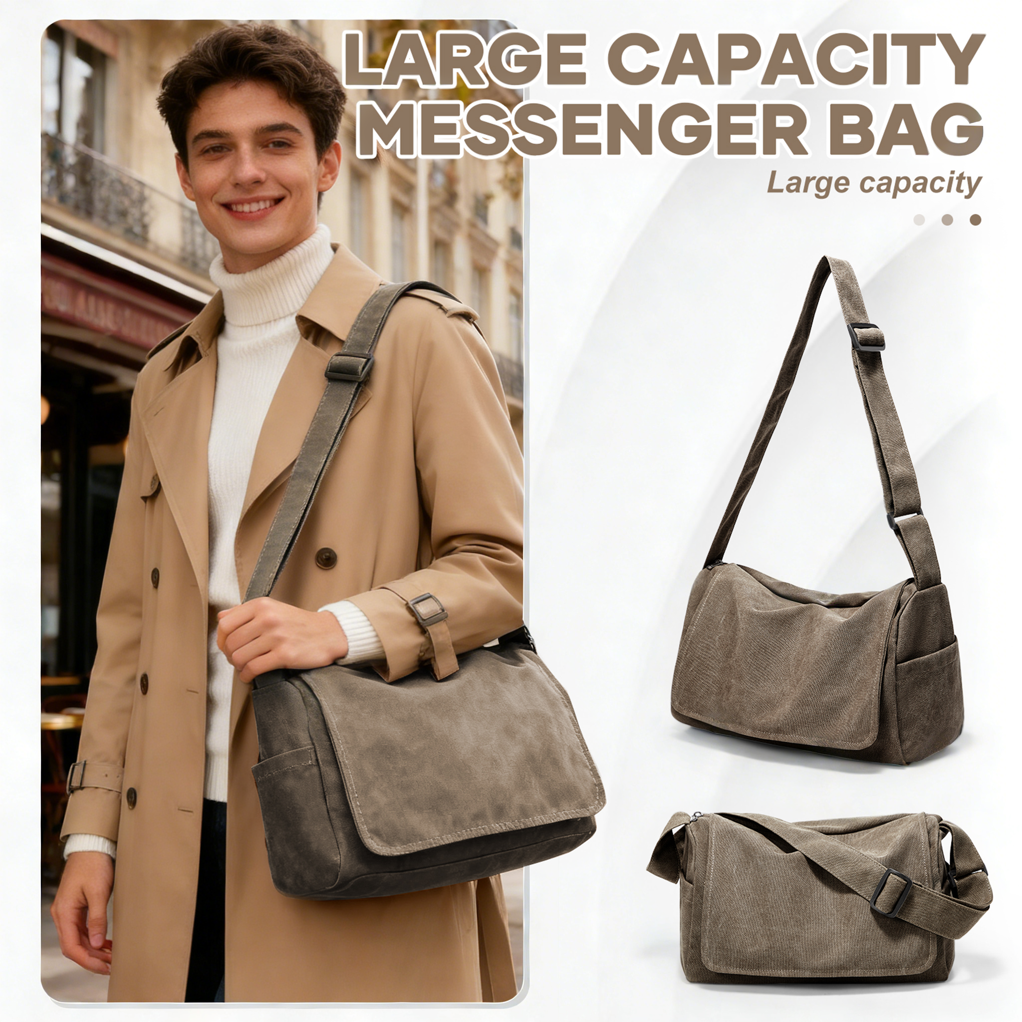Bolso Bandolera de Gran Capacidad para Hombre y Mujer, Estilo Casual, Impermeable, para Viajes, Correr y Ciclismo