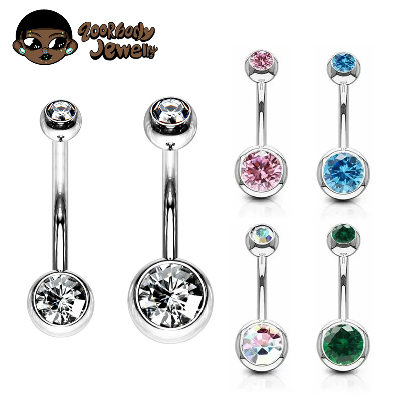 G23Titanium 14G 8/10/12/14mm Chirurgisch Titanium Navelringen Zirkoon Navel Bar Body Piercing Sieraden Nombril Ombligo Barbell