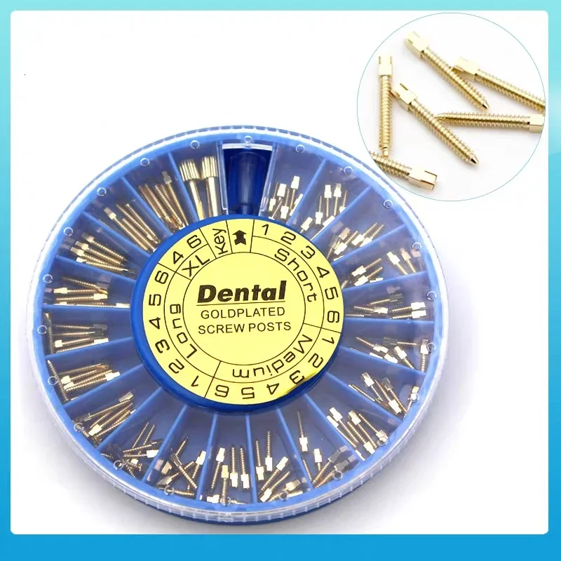 120 stks/doos Tandheelkundige Rvs Schroef Post Tandheelkundige Golden Plated Schroef Post TITANIUM Schroef Berichten Voor Tandarts Tool Tandheelkunde