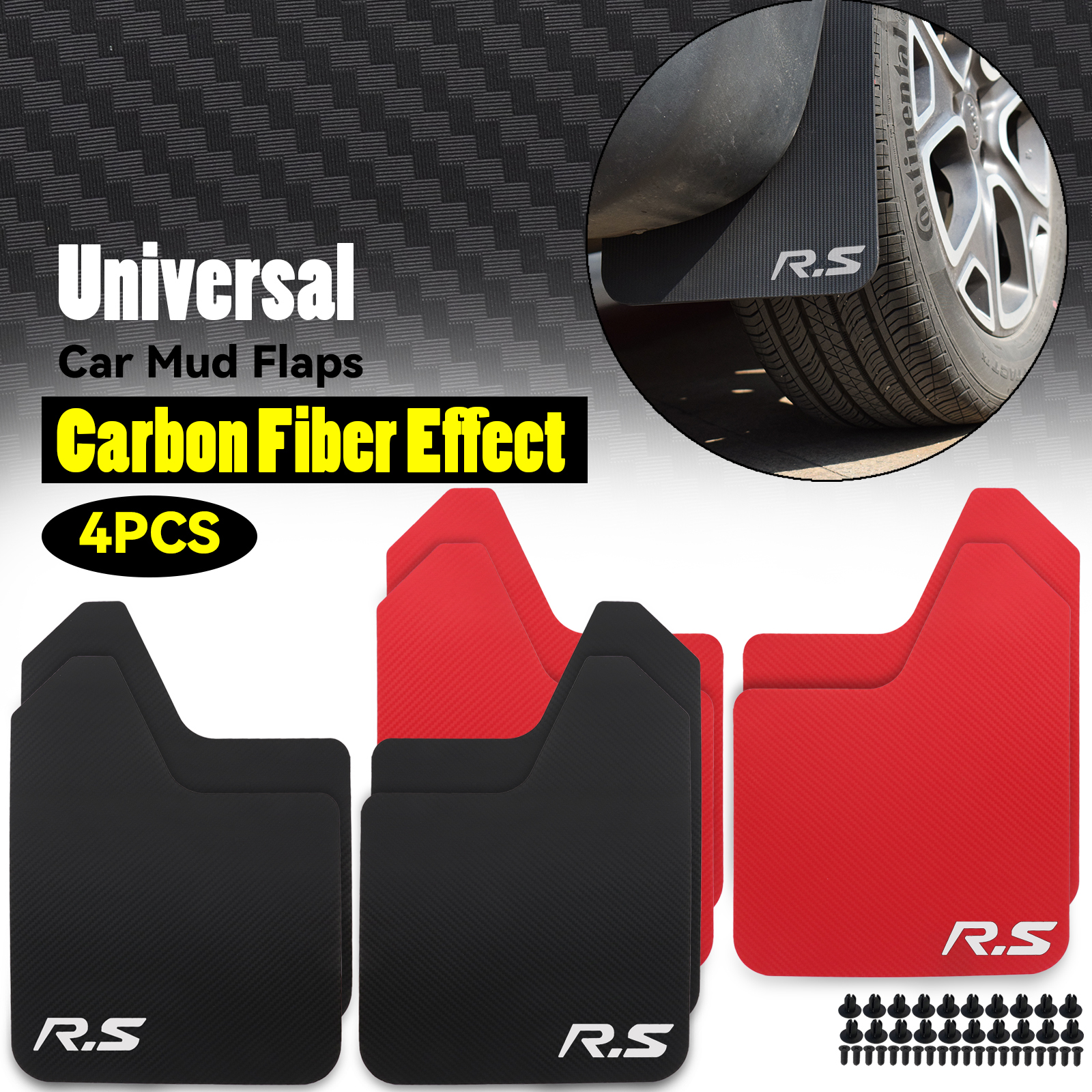 Rally สไตล์ Mud Flaps คาร์บอนไฟเบอร์ผล Universal Splash Guards Fender Arch ป้องกันรถ Trunk คลิปอัตโนมัติขยาย Body จัดแต่งทรงผม
