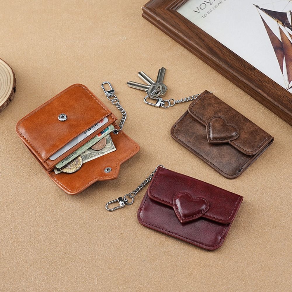 Tarjetero ligero de cuero PULeather para mujer, cartera pequeña con forma de corazón, tarjetero antimagnético multitarjeta, monedero de viaje para efectivo