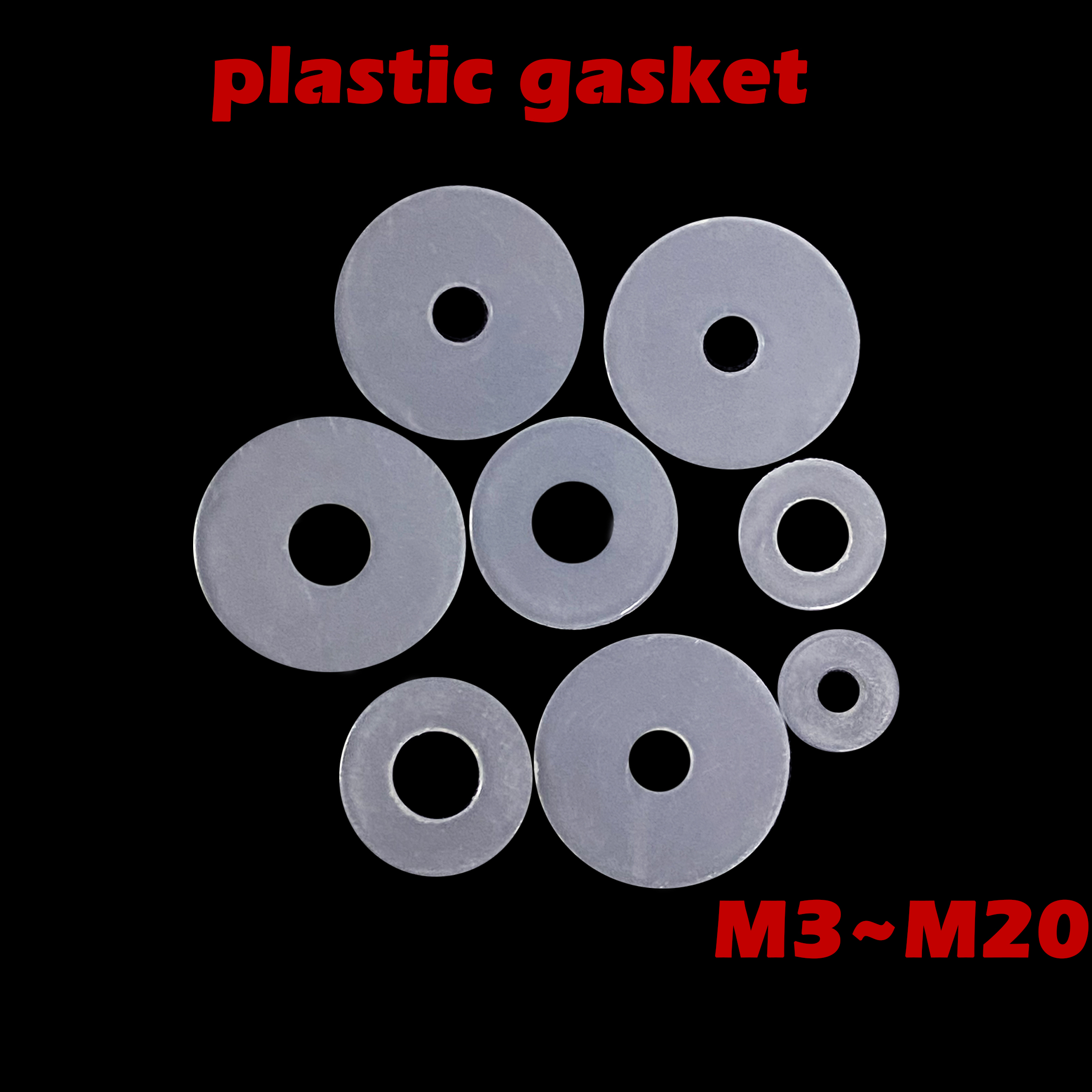 10/30/50/100PCS M3-M20 Arruela plana de nylon transparente plana de plástico