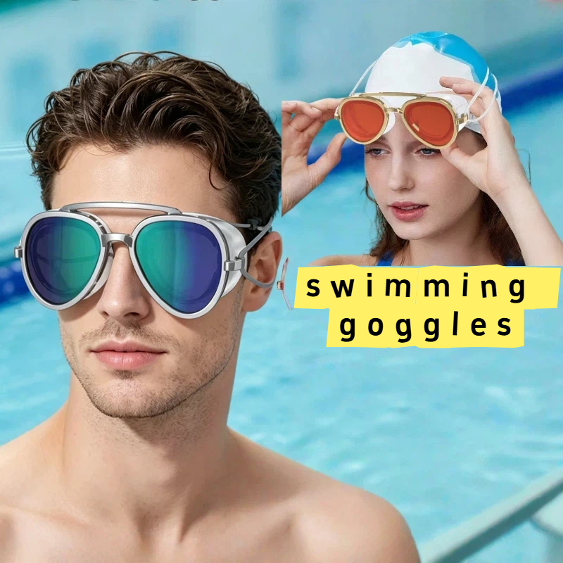 Occhialini da nuoto antiappannamento a vista intera Occhialini da nuoto antiappannamento professionali ad angolo completo Occhialini da nuoto Uomo Donna Occhiali retrò