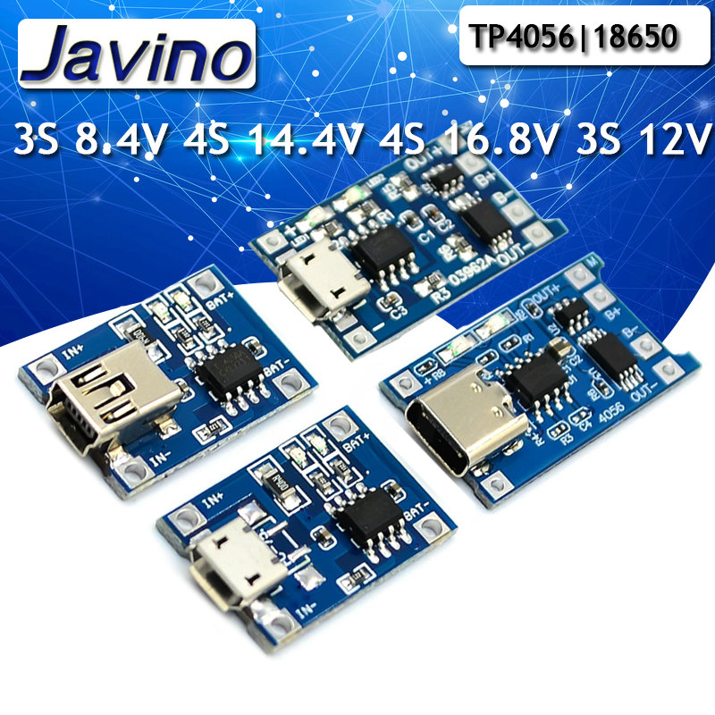 5PCS Type-C/Micro USB 5V 1A 18650 TP4056 Lithium Battery Charger Module Charging Board With Protection Dual Functions Li-ion