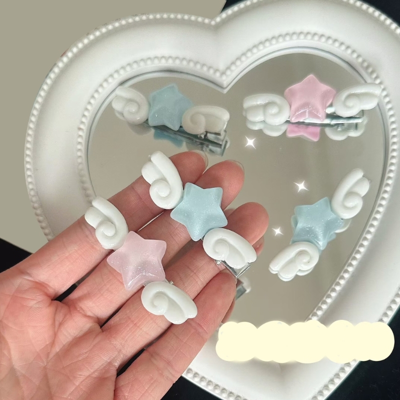 Mini Perzik Hart Engelenvleugels Haarclip Voor Vrouwen Schattige Lieve Girly Esthetische Haarspelden Koreaanse Charme Haar Cadeau Dropshipping