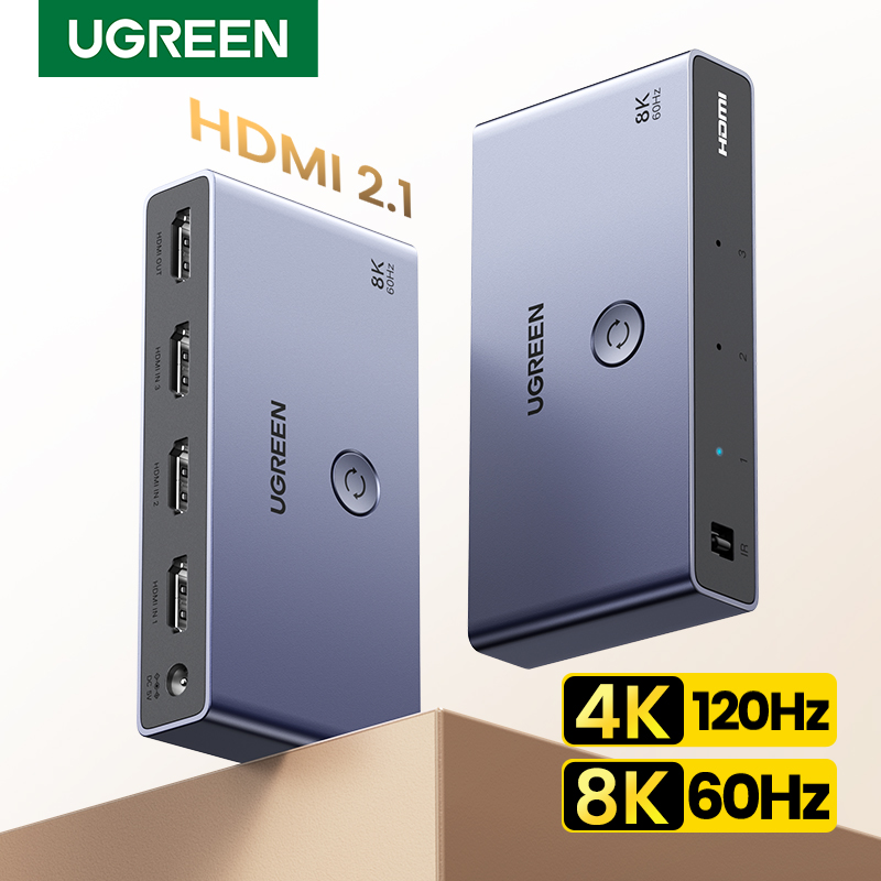 UGREEN HDMI 2,1 2,0 8K переключатель 3 в 1 выход с пультом дистанционного управления 8K @ 60Hz, 4K @ 120Hz конвертер сплиттер переключатель для Xbox PS5 мониторов