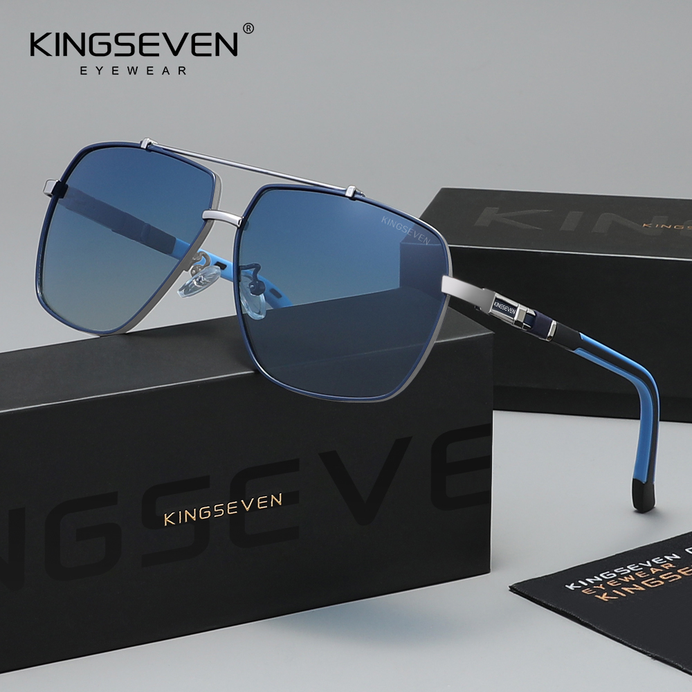 Kacamata Hitam Pria Terpolarisasi Merek KINGSEVEN Kacamata Wanita Retro Fashion Anti Silau Berkendara Mewah Kasual