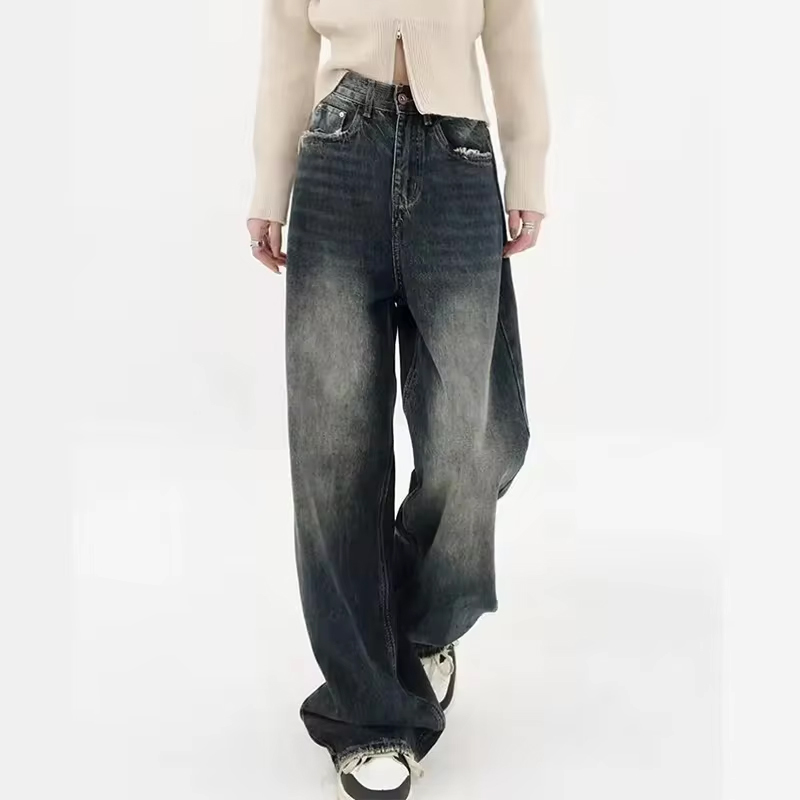 새로운 스타일 Y2K 헐렁한 청바지 여성 streetwear 레트로 패션 가을 높은 허리 바지 느슨한 넓은 다리 데님 바지 femal