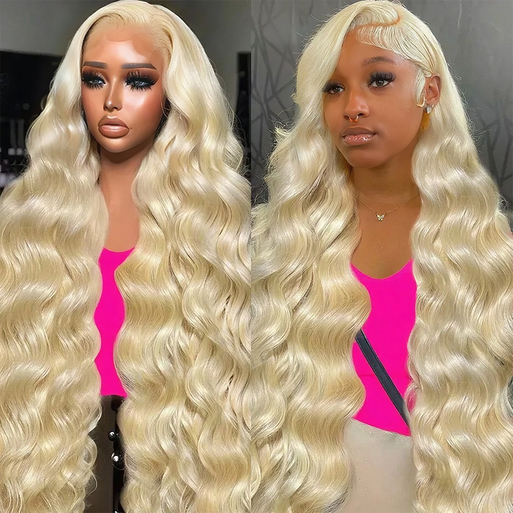40 Inch 613 Honey Blonde Body Wave Wigs 220 Density 13x6 HD Lace Front Human Hair Wigs 13x4 HD Lace Frontal Wigs for Black Women