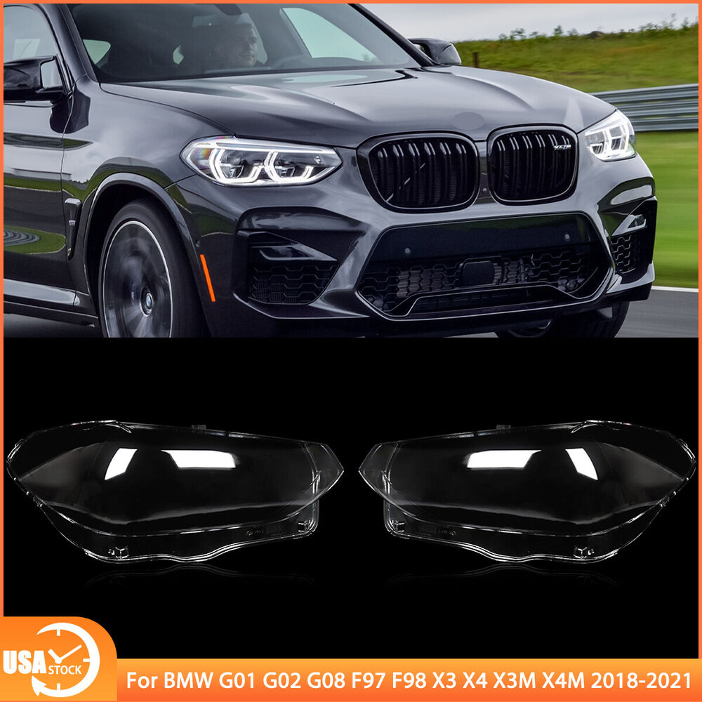 Par de cubiertas transparentes para faros delanteros de BMW, G01, G02, G08, F97, F98, X3, X4, 2018-2021