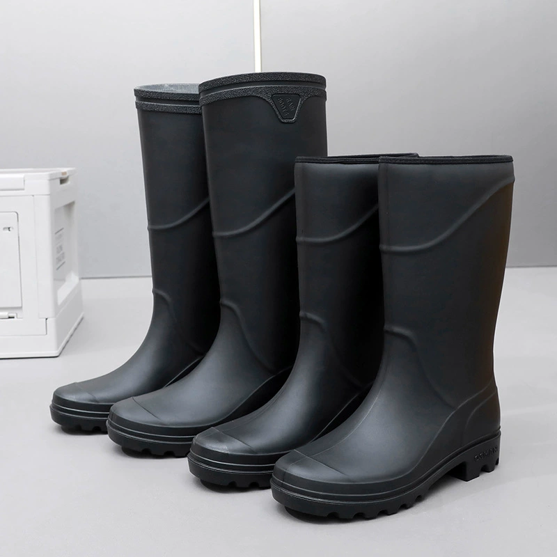 Modieuze waterdichte herenschoenen Bouwplaats Hoge rubberen laarzen Regenlaarzen voor volwassenen Halfhoge arbeidsbescherming Regenlaarzen voor heren Pvc verdikte overschoenen