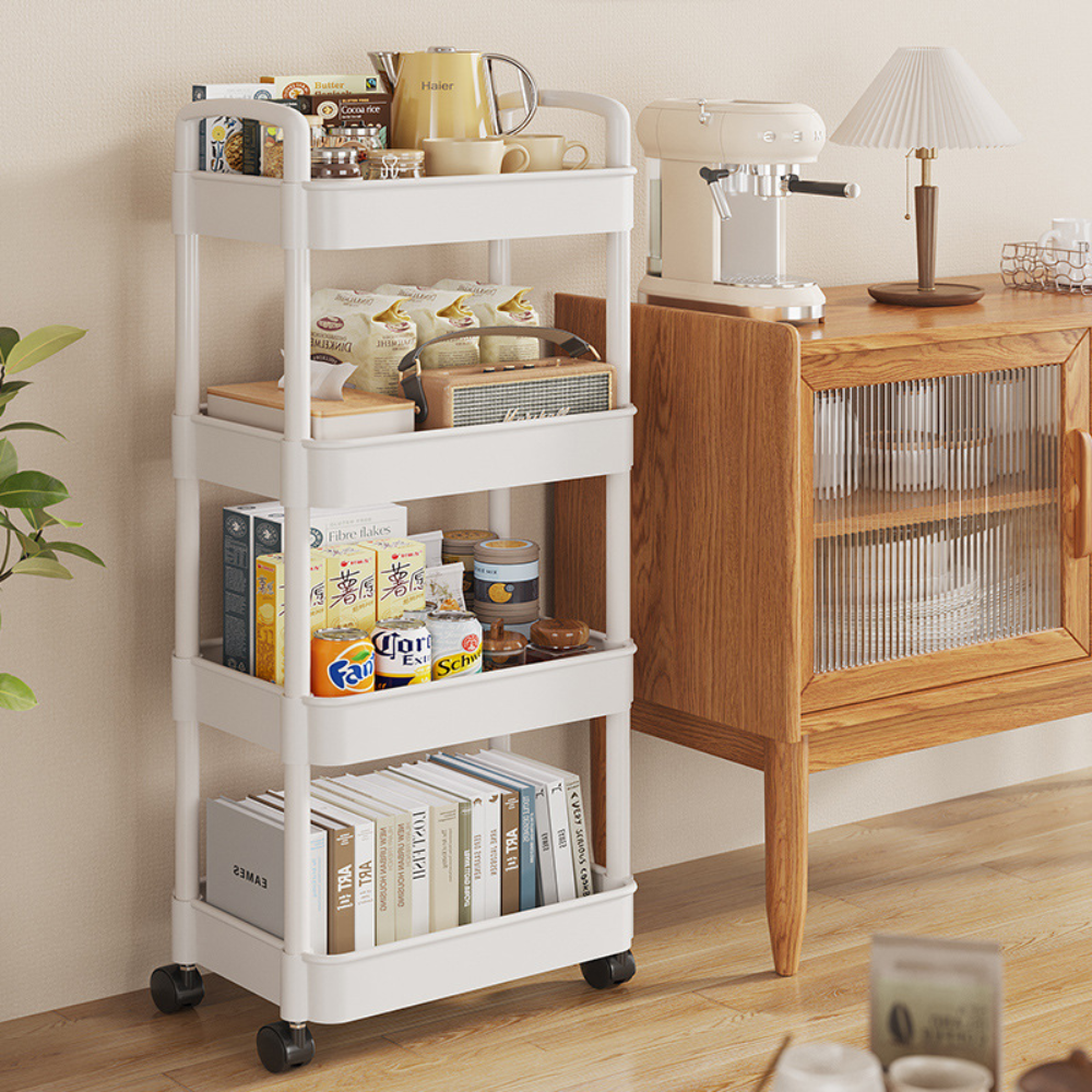 Mobiler Aufbewahrungswagen, Schlafzimmer, mehrschichtige Aufbewahrungsregale, Organizer, Wohnzimmer, Snacks, Regal, Haushaltsküchenwagen mit Rädern
