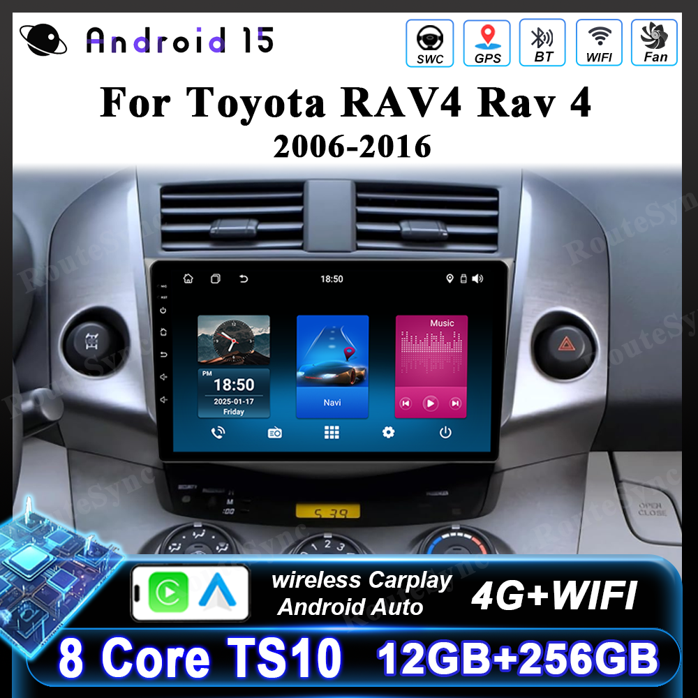 Radio samochodowe Android Auto dla Toyota RAV4 Rav 4 2006-2016 Odtwarzacz nawigacyjny Multimedialny ekran dotykowy Carplay 2Din Stereo Head Unit