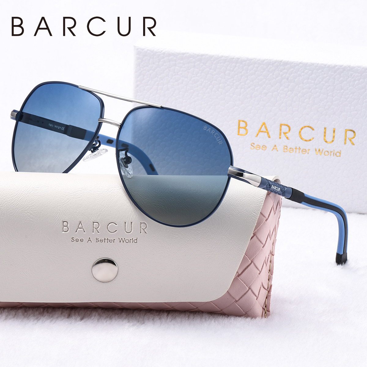 BARCUR Metal Frame Cool Women Polarized Sunglasses TAC Lens Anti Slip Silicone Mirror Legs Men  Sunglasses Good Choice For Gift