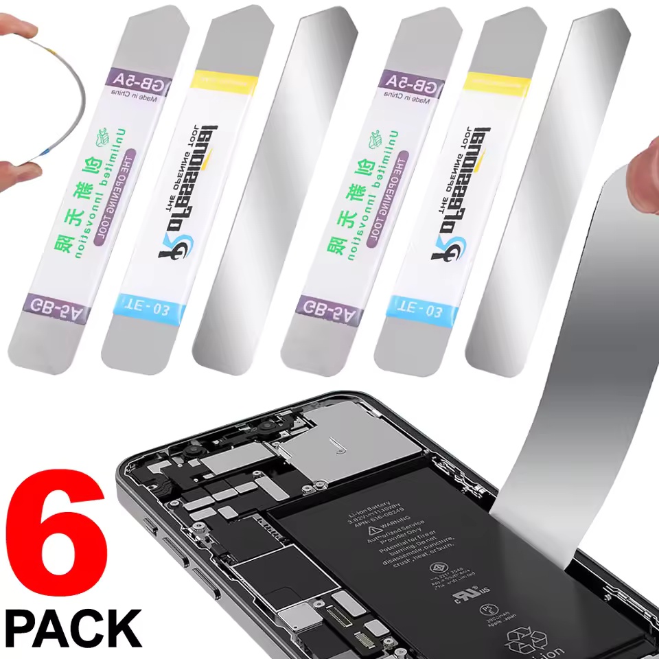 1-6Pcs Metal Flat Soft Blade Crowbar Pry Opener Repair Kit for Mobile Phone Broken Screen Glue Removal Battery Opening Tools
