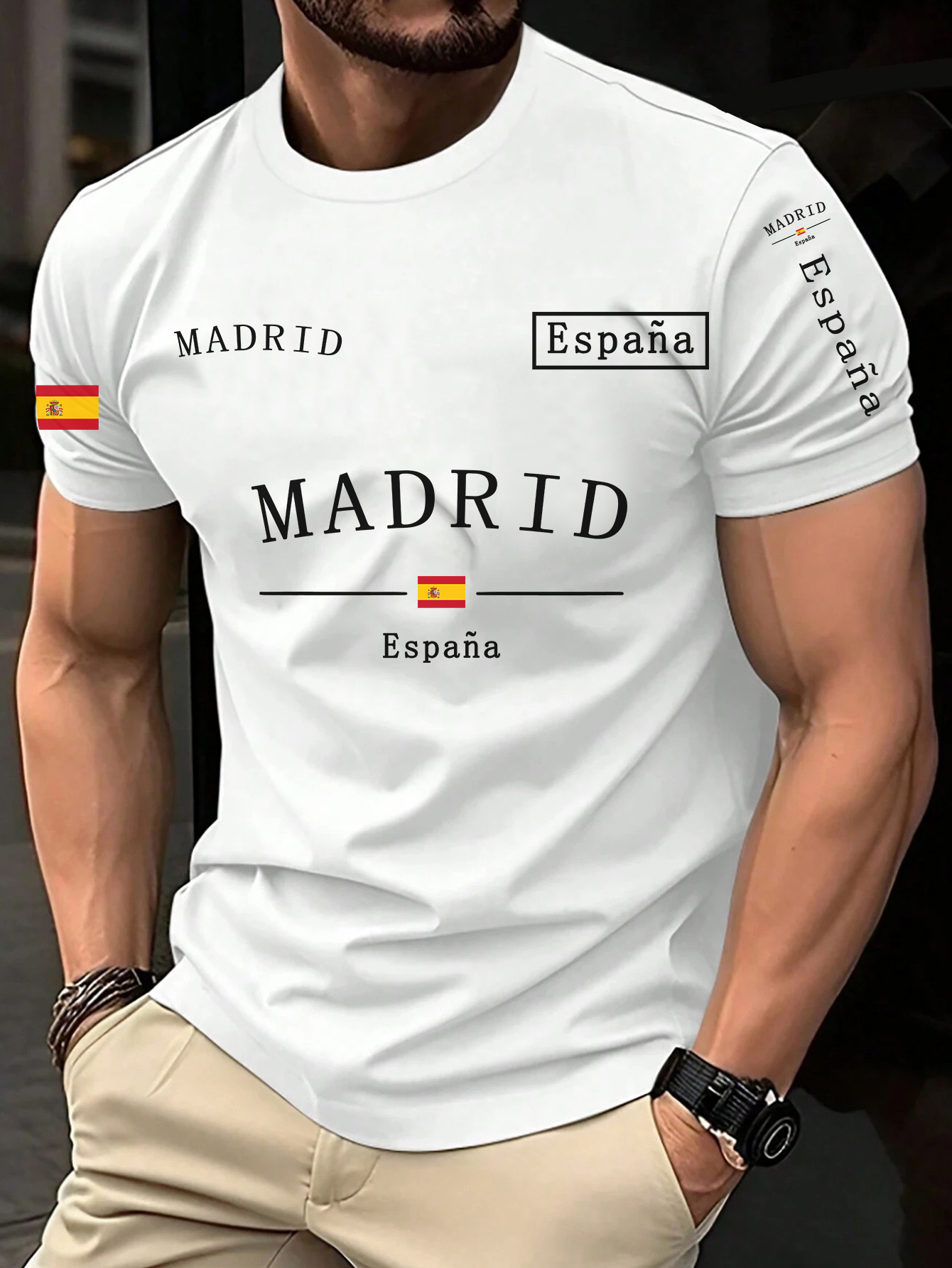 Spanish Flag Print 100% Cotton Cool Men Woment T-shirt Summer Autumn Daily Outdoor Sports Party Casual Loose Street Short Sleeve