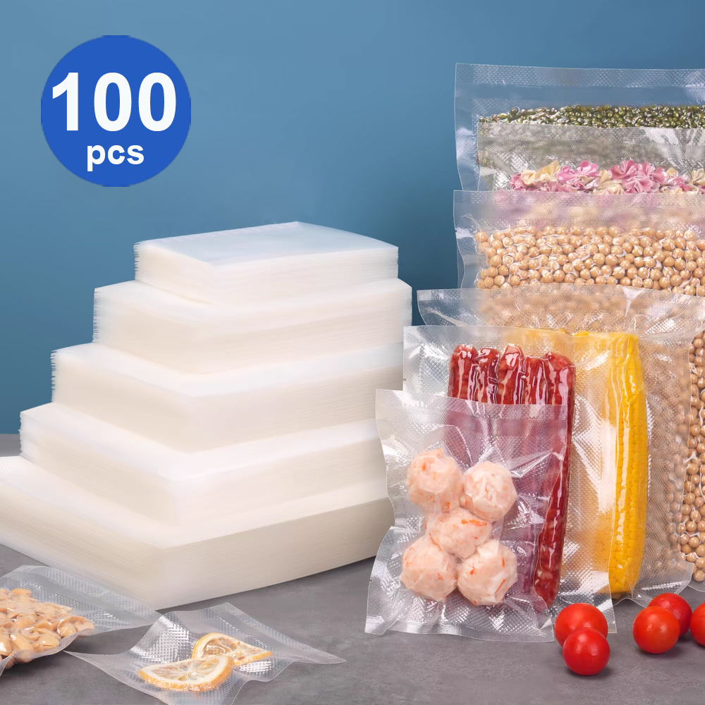 Sacs d'emballage sous vide pour aliments, 100 pièces, sacs sous vide pour aliments, sacs de scellage sous vide sans BPA, sac d'emballage pour le stockage des aliments