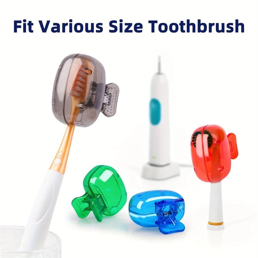 2-piece Travel Toothbrush Cover - Sanitary and Breathable Toothbrush Protective Cover, Waterproof and Reusable for Bathroom and Portable Use (BPA Free Plastic, Compact Buckle Design) Color Random