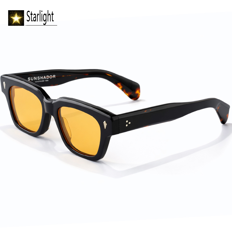 Gafas de Sol de Acetato de Alta Calidad 2026 para Hombre, Montura Gruesa Negra, Diseño Cuadrado Clásico, Protección UV400, para Exteriores, 145mm, para Hombre y Mujer