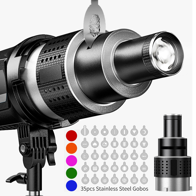 Bowens Mount แฟลช Snoot Conical เลนส์วิดีโอศิลปินการสร้างแบบจําลองรูปร่าง Photo Studio Light ชุด Optical Spotlight เลนส์ 35 Gobos