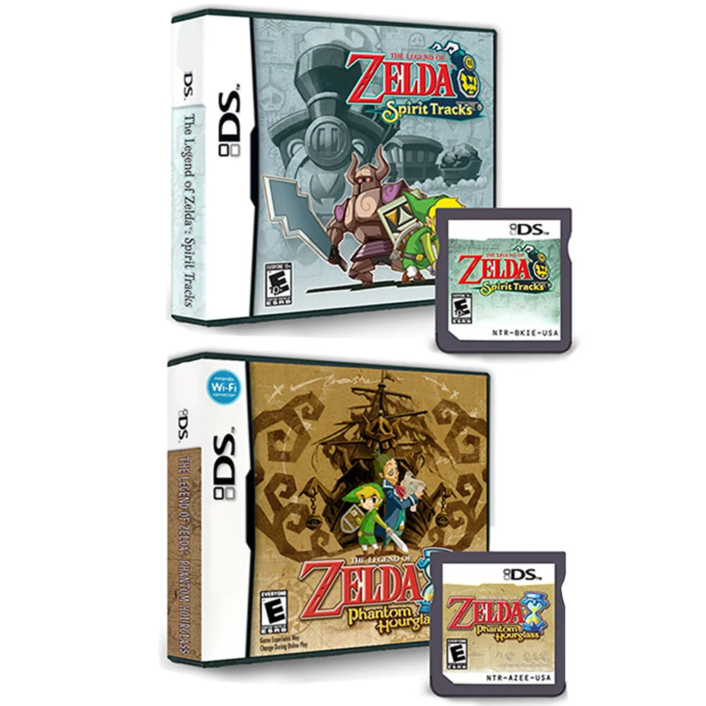 Tarjeta de juego NDS en caja, Legend of Zelda: Phantom Hourglass/Spirit Tracks, versión estadounidense (versión R4), sin manual
