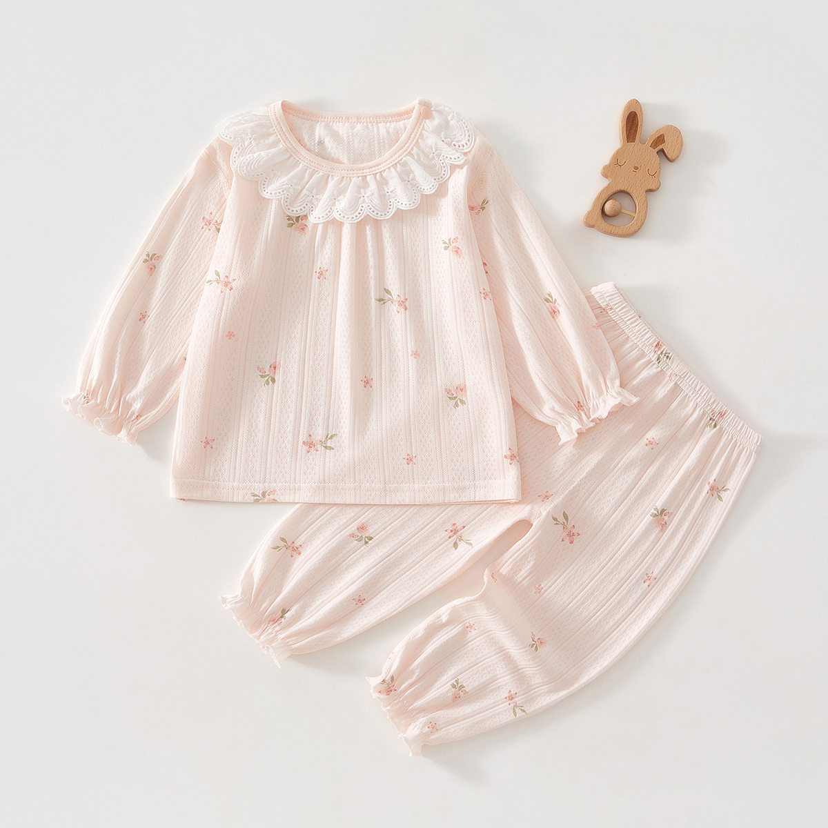 Roupa de Verão para Bebês Meninas, Classe A, 6-12 Meses, Roupa de Bebê para Ar Condicionado, Conjunto de Duas Peças, Estilo Fino de Verão, Fibra 80