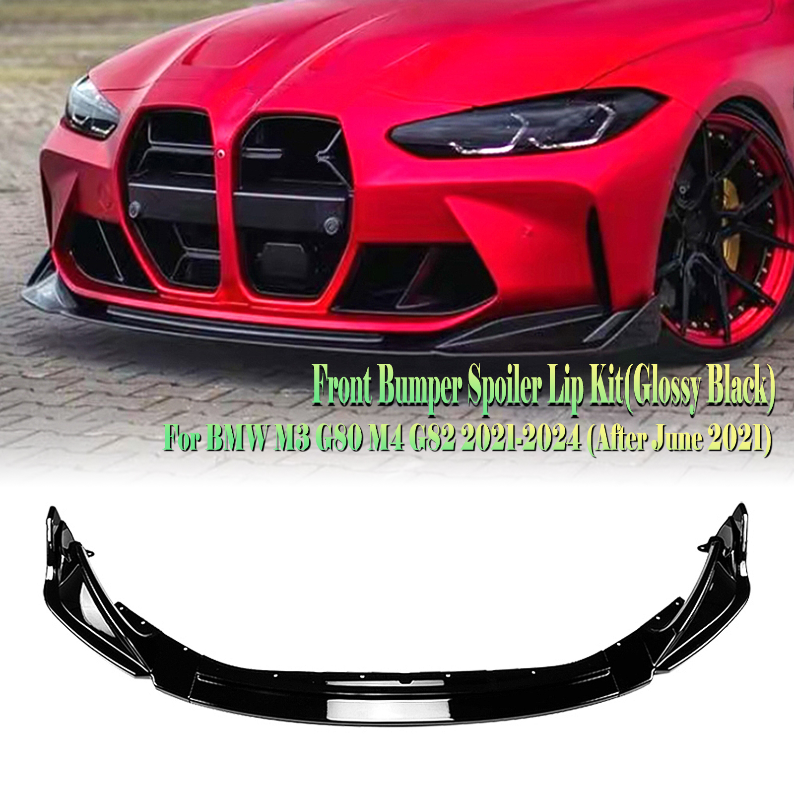 Alerón de parachoques delantero para BMW, Kit de Protector de labios divisor inferior, apariencia de fibra de carbono/negro brillante, compatible con modelos G80, M3, G82, G83, M4, 2021, 2022, 2023