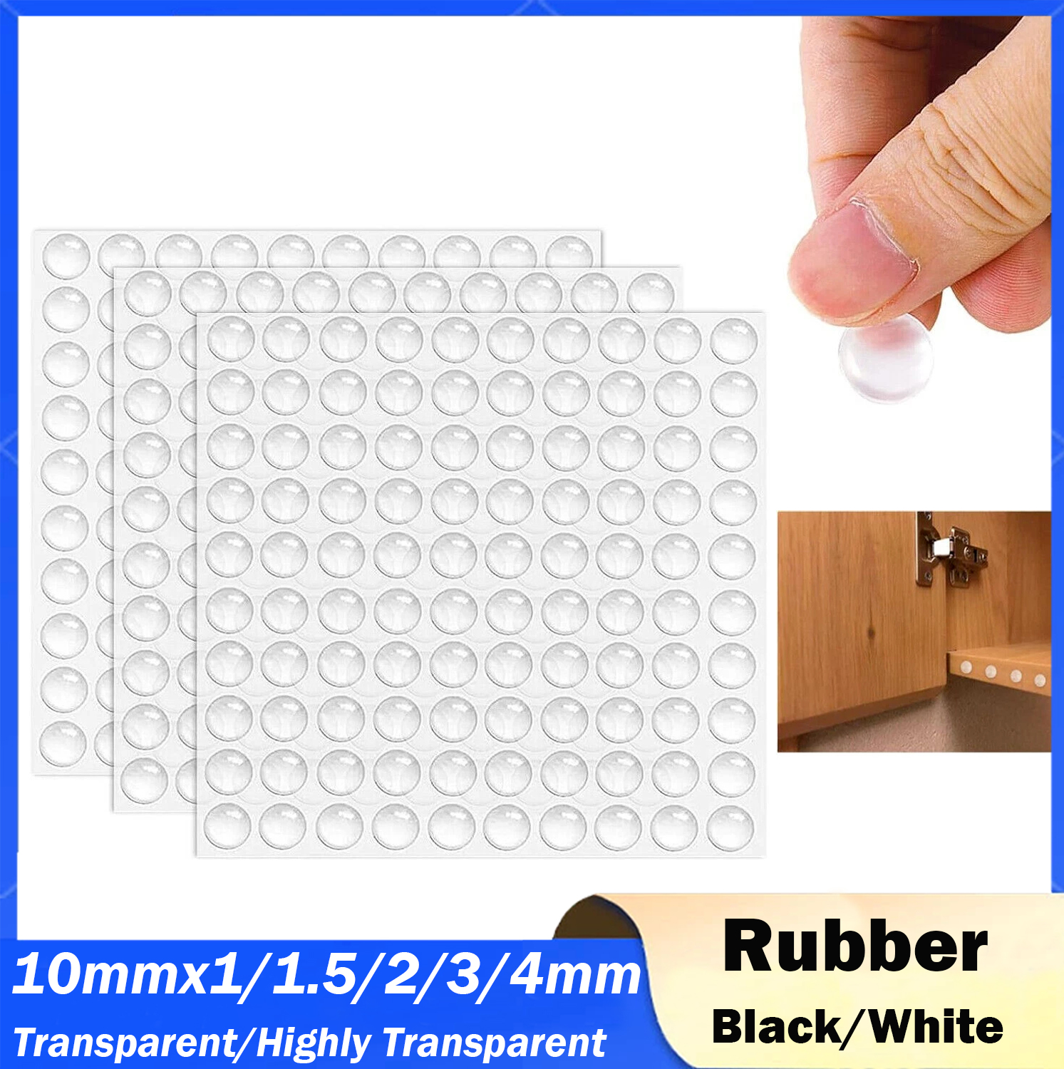 100 Uds. Parachoques redondos autoadhesivos de goma de silicona suave transparente negro antideslizante amortiguador pies almohadillas amortiguador 10mm