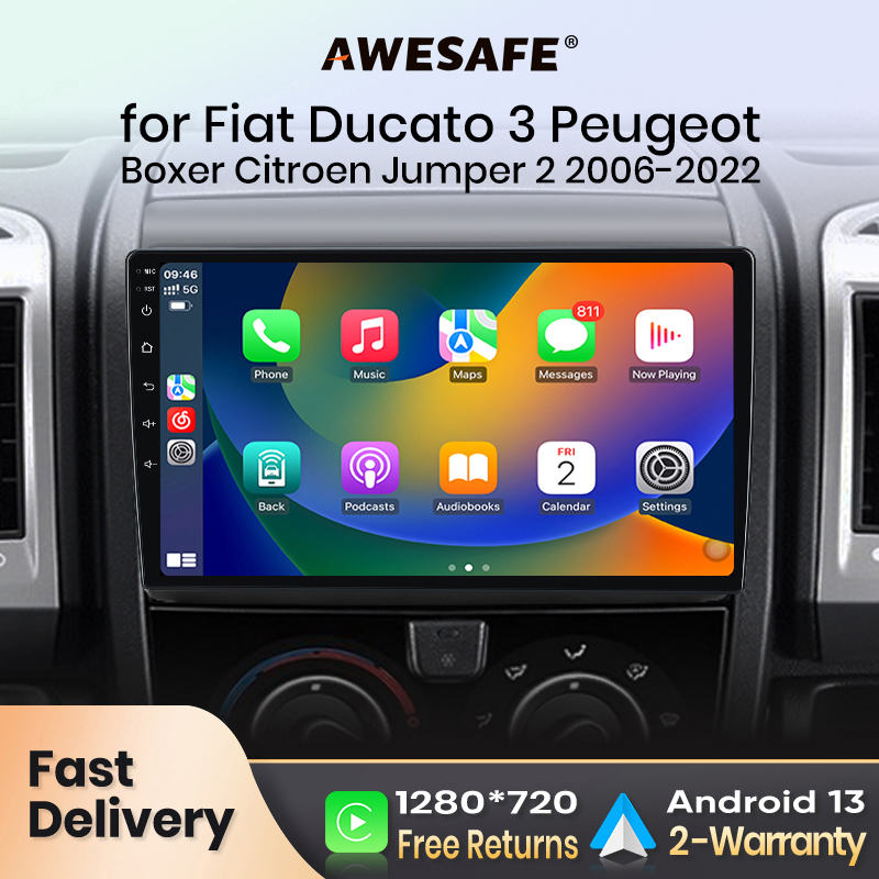 AWESAFE PX9 Radio mobil Autoradio untuk Fiat Ducato 3 Peugeot Boxer 2 Citroen Jumper 2 2006 - 2022 layar Carplay nirkabel Android