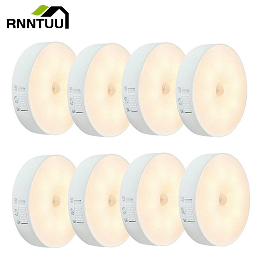 Luz LED nocturna con detección de movimiento humano, 8LED, carga USB, lámpara con Sensor inteligente, iluminación para mesita de noche, dormitorio, pasillo de casa, Mini lámpara de pared