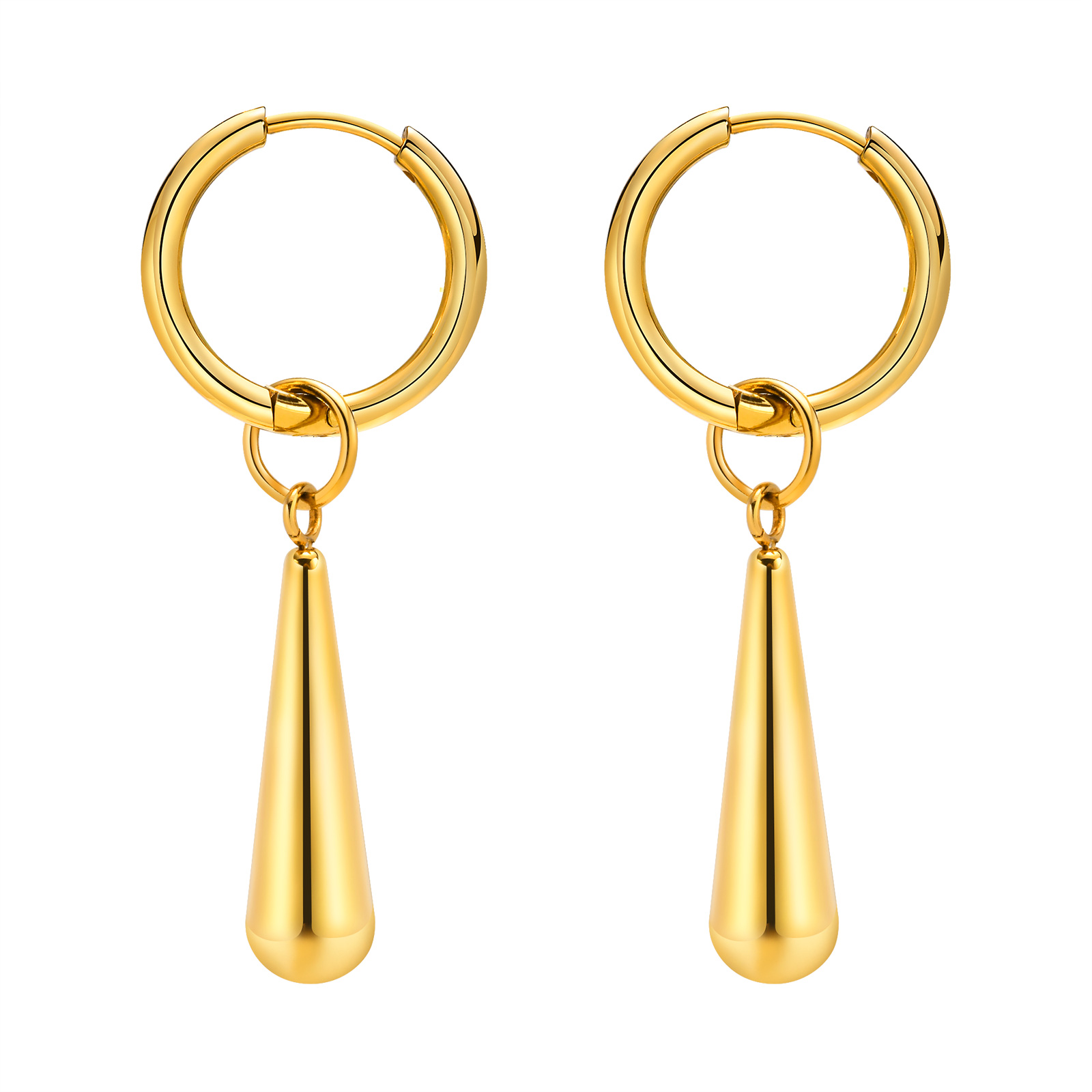 Long Water Drop Dangle Huggie Hoop Earrings for Women, Stainless Steel Teardrop Earrings Non Tarnish