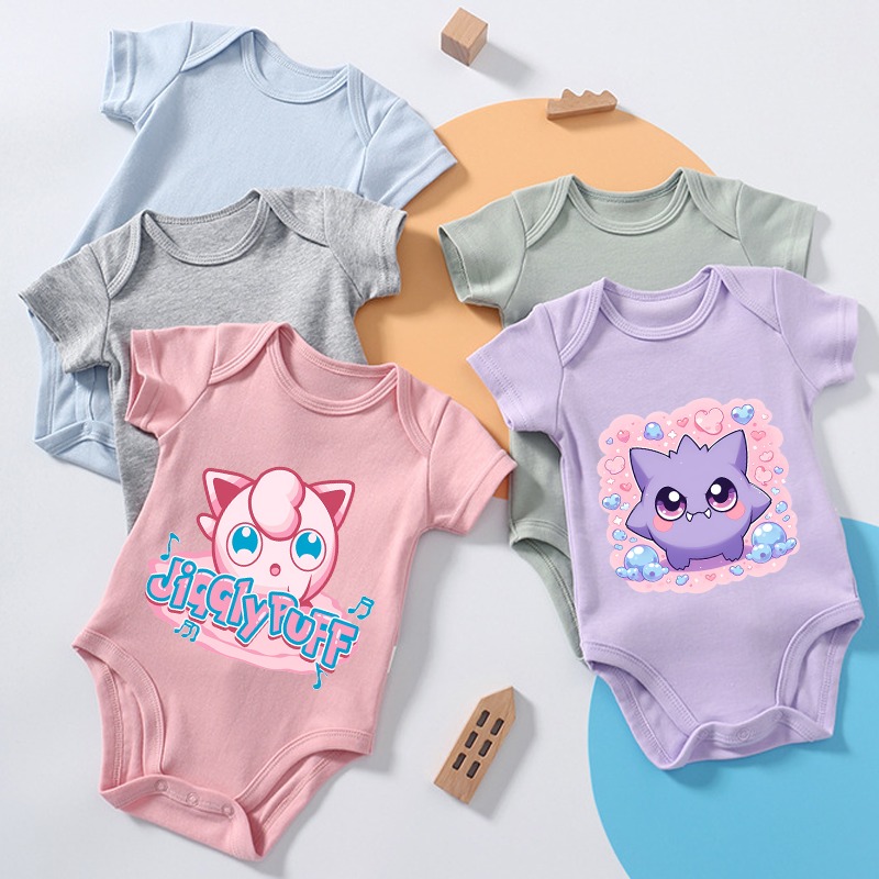 Kombinezon dla niemowląt z motywem Pokemonów, bawełniany, dla chłopców i dziewczynek, noworodki, gry, różne postacie, uroczy anime, 3-24 miesiące, bezpieczne, miękkie ubranka dla niemowląt, pajacyk, body.