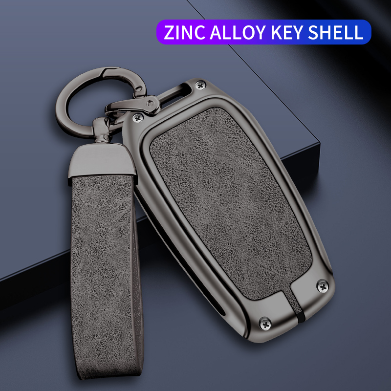 Autoschlüsseletui aus Zinklegierungsleder, Schutzhülle für Toyota CHR Hilux Fortuner Land Cruiser 200 Camry Corolla Crown RAV4 Highland
