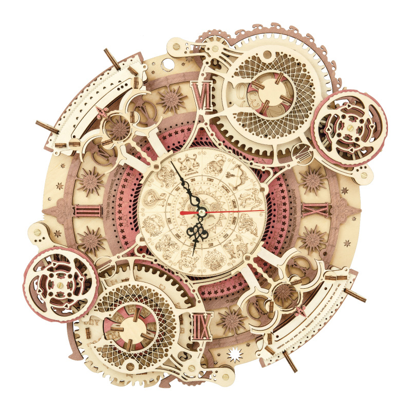 Robotime Rokr-rompecabezas de madera 3D, Kit de reloj Steampunk, bricolaje, pared mecánica, cuarzo, decoración estética para habitación, regalo único para adultos